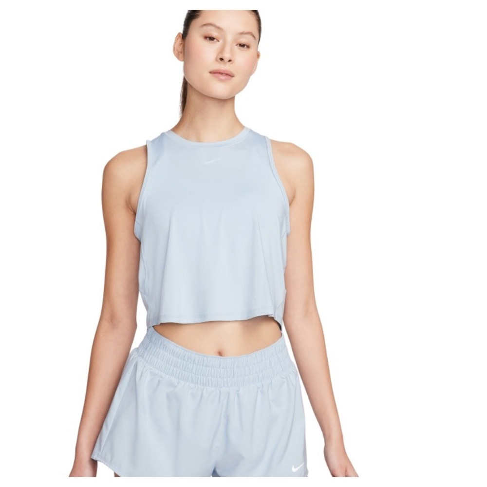 Nike One® (Women's XL) Classic Dri-FIT Cropped Tank Top, Light Armory Blue/Black